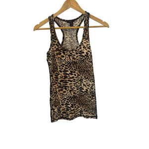 Women’s Leopard Print Tank Top Medium Scoop Neck Stretch Fitted Shirt M